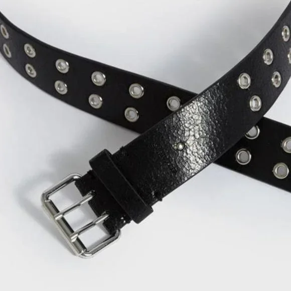 NWOT Allsaints Andree Black Leather Studded Belt M/L - Picture 3 of 4